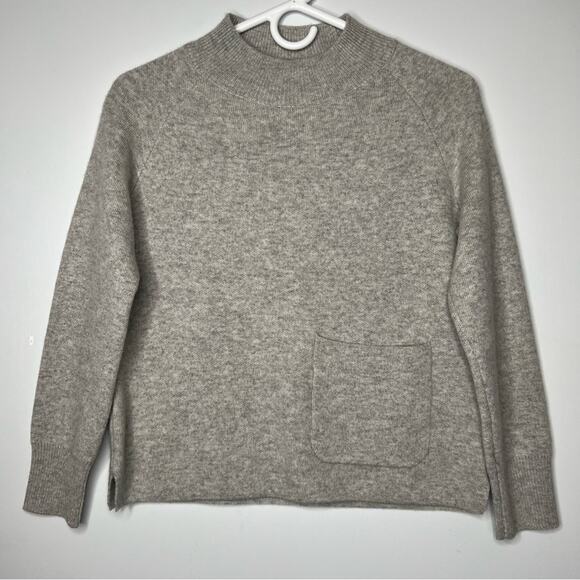 100% Pure Cashmere Cozy Gray Beige  Sweater with Pocket - Picture 1 of 16